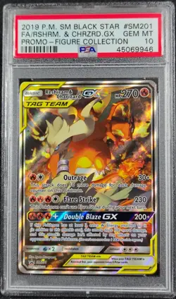 ✨ PSA 10 Pokemon SM201 Reshiram & Charizard GX (LOW PSA POP) and NEW Hard Case - Image 4