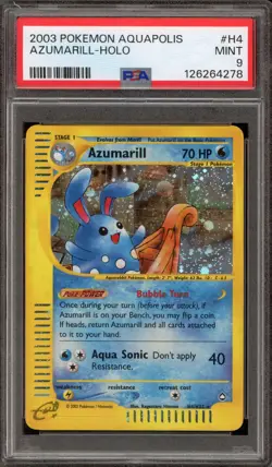 Pokemon Azumarill Aquapolis Holo Rare #H4 PSA 9 Mint - Image 1