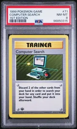 1999 POKEMON GAME 71 COMPUTER SEARCH 1ST EDITION PSA 8 Nm-Mt - Image 1