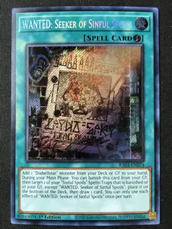 Yu-Gi-Oh TCG #RA03-EN074 WANTED: Seeker of Sinful Spoils 1st Ed Secret Rare NM - Image 1