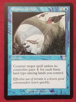 Magic The Gathering APOCALYPSE EVASIVE ACTION blue card MTG - Image 1