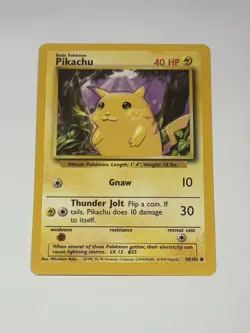 1999 Pokemon TCG Base Set Pikachu Yellow Cheeks Card 58/102 Near Mint Condition - Image 1