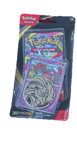 Pokemon Mega Evolution Sleeved Booster Pack With Promo Card & 1 Pokemon Coin - Image 1