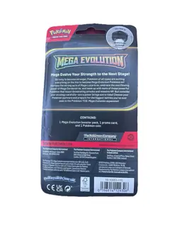 Pokemon Mega Evolution Sleeved Booster Pack With Promo Card & 1 Pokemon Coin - Image 2