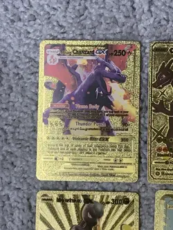 Set of 15 Pokemon Charizard,Mewtwo,Dragonite&More Gold Foil Fan Art Cards NM! - Image 2