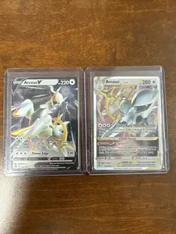 Arceus V 122/172 & Arceus Vstar 123/172 Metal Cards Sword & Shield NM - Image 1