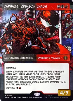 Carnage, Crimson Chaos (Borderless) Non- Foil R Marvel's Spider-Man 227 NM - Image 1