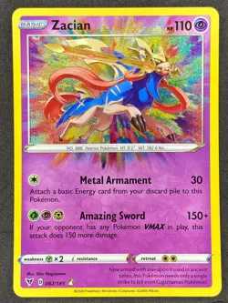 Pokemon Zacian Amazing Rare 082/185 VIV Vivid Voltage NM - Image 1