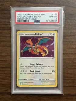 PSA 8 NM-MINT Special Delivery Bidoof SWSH177 HOLO PROMO Pokemon Card 912 - Image 1