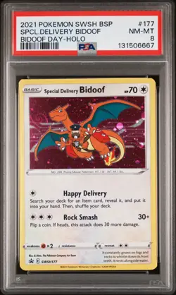 PSA 8 NM-MINT Special Delivery Bidoof SWSH177 HOLO PROMO Pokemon Card 912 - Image 3