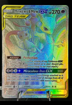 Mewtwo & Mew GX (Secret) 242/236 Sm-Unified Minds Holo Pokemon Pristine Cond!! - Image 1