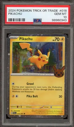 Pokemon Pikachu Trick or Trade #018 PSA 10 Gem Mint - Image 1