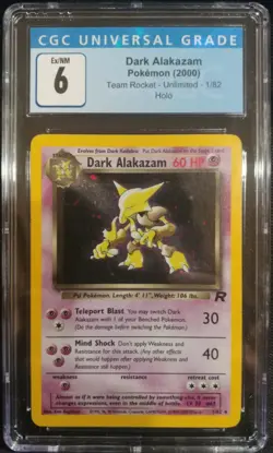 Dark Alakazam 1/82 Team Rocket Unlimited Holo Rare CGC 6 Ex/NM Pokemon TCG - Image 1
