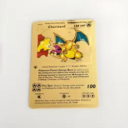 Pokemon Charizard HP120 Gold Metal Card Collectible Display - Image 1