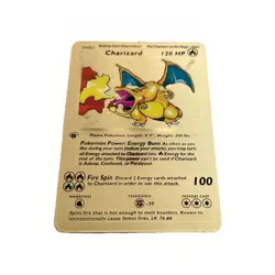 Pokemon Charizard HP120 Gold Metal Card Collectible Display - Image 2