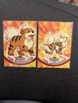 Pokemon Card - Growlithe, Arcanine - Topps - Blue Logo - 2 Card Set - Image 1