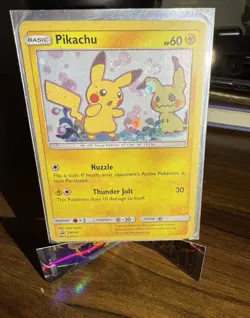 Pikachu SM162 Sm Holo Black Star Promo Pokemon Card With Mimikyu! LP - Image 1