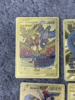Set of 10 Pokemon Magikarp,Moltres,Dragonite+Gold Accent Foil Fan Art Cards LP - Image 2