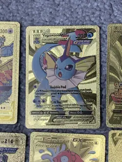 Set of 10 Pokemon Magikarp,Moltres,Dragonite+Gold Accent Foil Fan Art Cards LP - Image 3