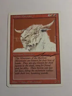 MTG Hurloon Minotaur Revised Edition Regular- LP Autographed - Image 1