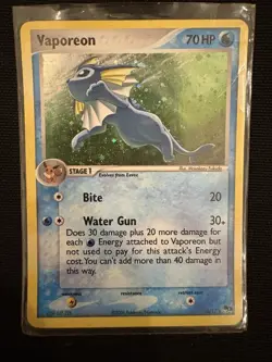 Pokemon TCG Vaporeon HOLO RARE 6/17 Pop Series 3 2006 Moderately Played - Image 1