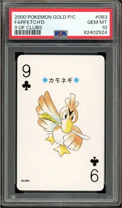 Pokemon - Farfetch'd 9 of Clubs, Gold Ho-oh Back Poker Deck #83 PSA 10 - Image 1
