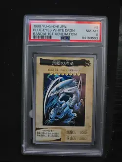 1998 Yu-Gi-Oh! JPN Bandai 1st Generation #9 Blue-Eyes White Dragon PSA 8 NM-MT - Image 1