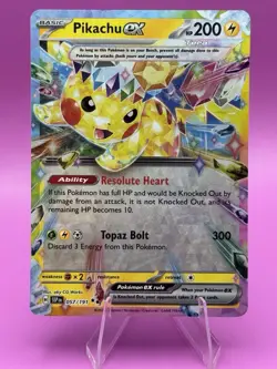 Pokemon Pikachu EX TCG Sv08: Surging Sparks Double Rare Holo Card 057/191 Mint - Image 1