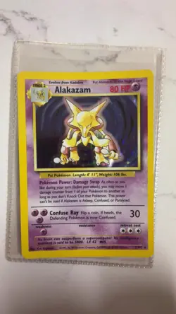 Pokemon TCG Alakazam Base Set Holo Card 1/102 Unlimited Holo Rare - Image 1