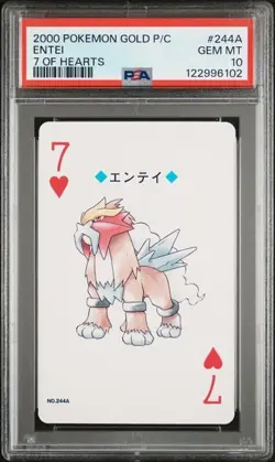 2000 POKEMON GOLD VERSION PLAYING CARDS #244A ENTEI 7 OF HEARTS - Image 1