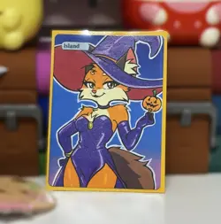 Hand Painted Altered Art Mtg land card Anime Island Girl Fox - Image 5