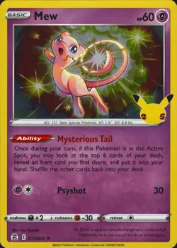 Mew 011/025 Holo Rare Celebrations Lightly Played Pokemon Card - Image 1