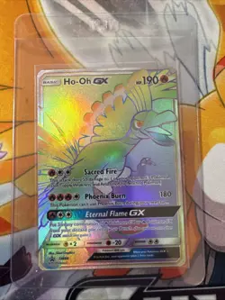 Pokemon Ho-Oh GX SM80 Sun & Moon Black Star Promo Full Art Rainbow Holo Card NM - Image 1