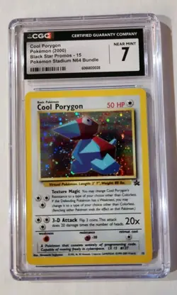 Vintage WOTC CGC 7 Cool Porygon 2000 Black Star Promos 15 Holo Pokemon Card - Image 1