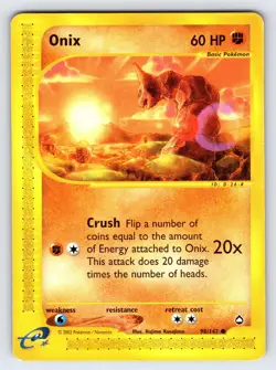 Onix 98/147 2002 Aquapolis Pokemon Card TCG Vintage WOTC Nintendo Common - Lp - Image 1
