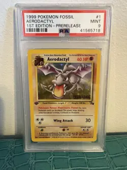 PSA 9 Aerodactyl Fossil Holo 1st Edition Prerelease Graded Pokemon Card 1999! - Image 1