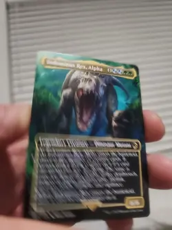 MTG Magic Indominus Rex, Alpha Borderless Universes Beyond: Jurassic World Rare - Image 2