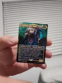 MTG Magic Indominus Rex, Alpha Borderless Universes Beyond: Jurassic World Rare - Image 5