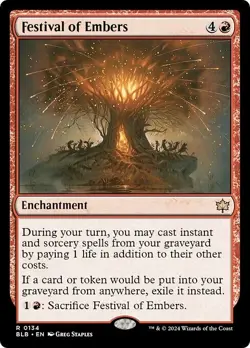 FOIL FESTIVAL OF EMBERS mtg NM Bloomburrow 1 Rare - Image 1
