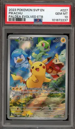 Pokemon Pikachu Paldea Evolved ETB Promo SVP EN 027 PSA 10 Gem Mint - Image 1
