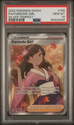2022 Pokemon SWSH Silver Tempest #190 Full Art Furisode Girl PSA 10 Gem Mint - Image 1