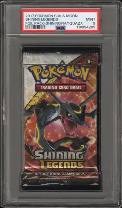 2017 Pokemon S&M Shining Legends Booster Pack Rayquaza Art PSA 9 Mint - Image 1