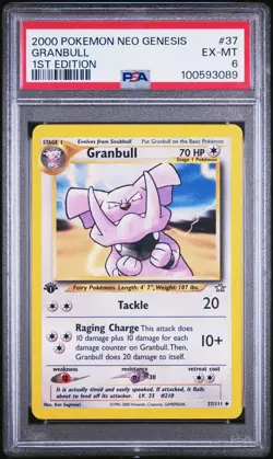 POP 4! Granbull - 1st Edition - 37/111 Neo Genesis - WOTC - Pokemon TCG - PSA 6 - Image 1