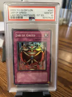 Yugioh 2003 Jar Of Greed LON 1st Edition PSA10 - Image 1