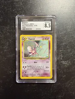 CGC 8.5 Espeon Neo Discovery Pokemon Card 1/75 Holo Rare 2001 - Image 1
