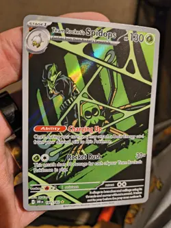Pokemon TCG Destined Rivals Team Rockets Spidops Illustration Rare Card 187/182 - Image 3