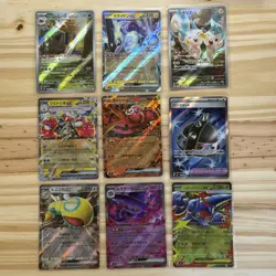 2025 Pokemon 9 Card Lot; ex Holos, Japanese, Full Art Illustrations - Image 1