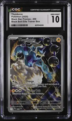 CGC 10 Thundurus SVP 209 Black Bolt ETB Black Star Pokemon Card GEM MINT - Image 1