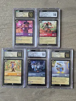 Disney Lorcana Mickey Mouse CGC 10 PRISTINE Lot First Chapter Foil 5 Cards - Image 1