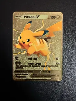 ⚡ Pikachu V SWSH063 Gold Metal Pokemon Card - Promo - NM/M ✨ - Image 1